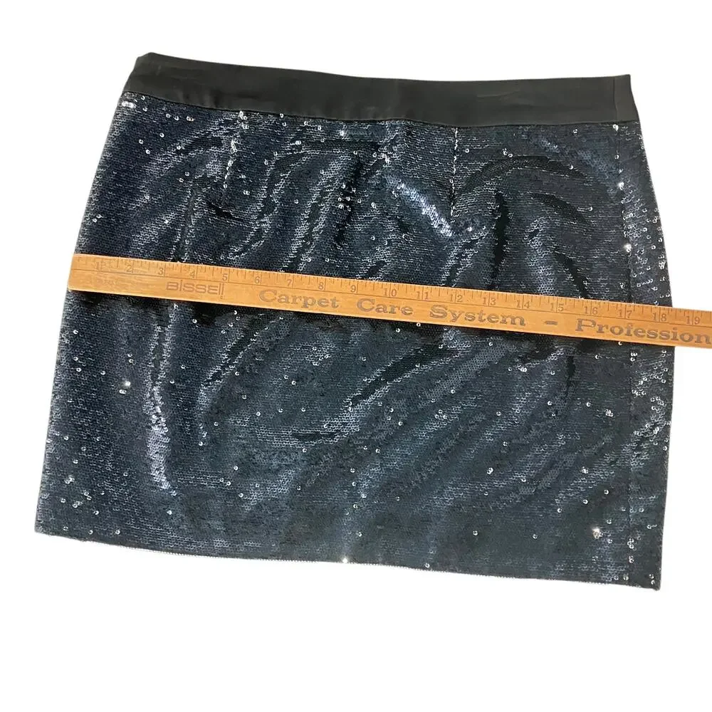 Trina Turk Sequin Skirt 6 Mini Side Zip Dressy Cocktail Goth Preppy Short Blue